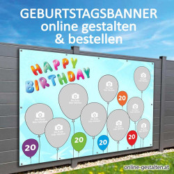 Geburtstagsbanner 20er onlinegestalten günstig Gratisversand Banner zum 20 Geburtstag Vorlagen