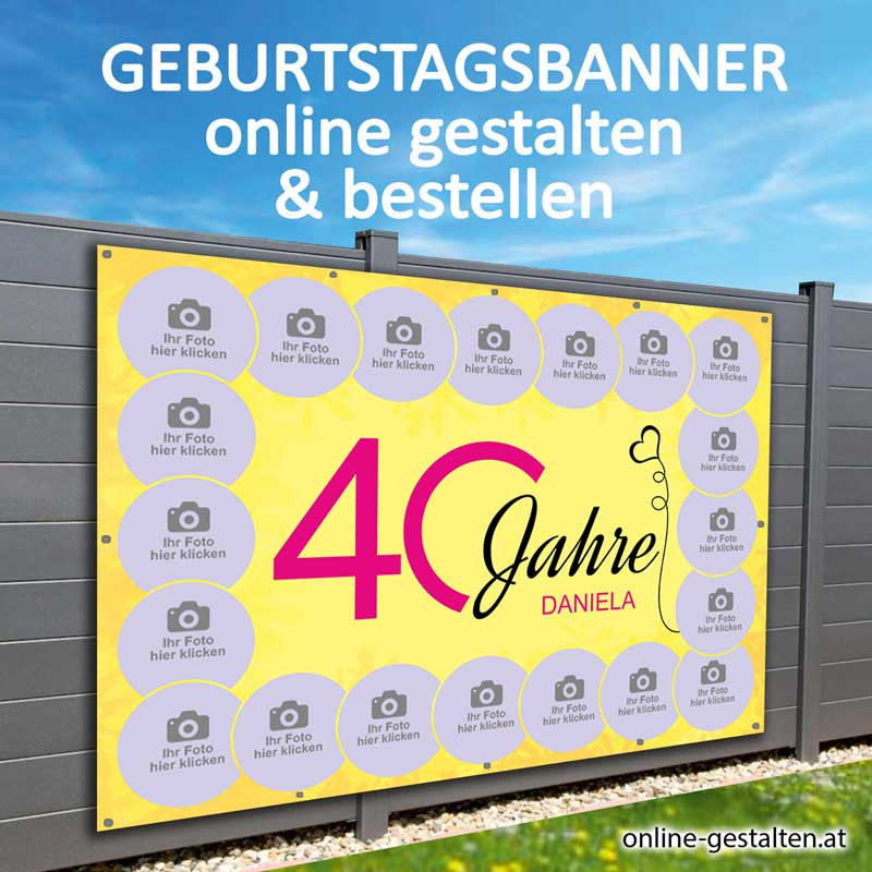 Geburtstagsbanner mit Fotocollage onlinegestalten günstig Gratisversand Banner zum Geburtstag Vorlagen