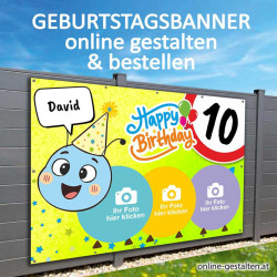 Kindergeburtstagsbanner Raupi mit Fotos