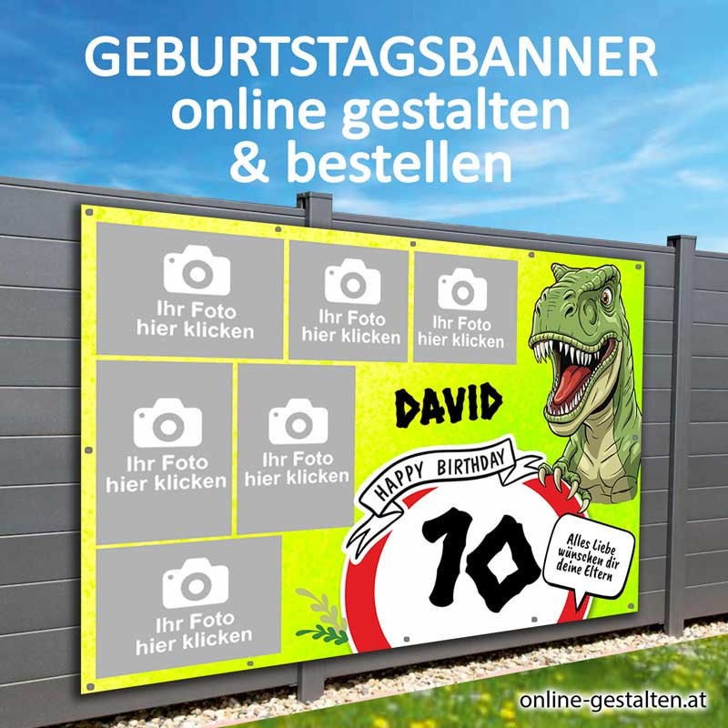 Geburtstagsbanner für Kinder mit Fotocollage onlinegestalten günstig Gratisversand Banner zum 10. Geburtstag Vorlagen