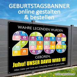 Geburtstagsbanner Legende günstig onlinegestalten selbst gestalten Banner Geburtstag