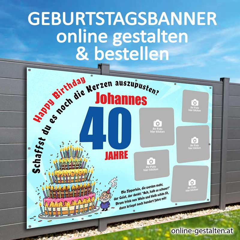 Geburtstagsbanner selbst gestalten mit Fotos wasserfest onlinegestalten Geburtstagsplakat