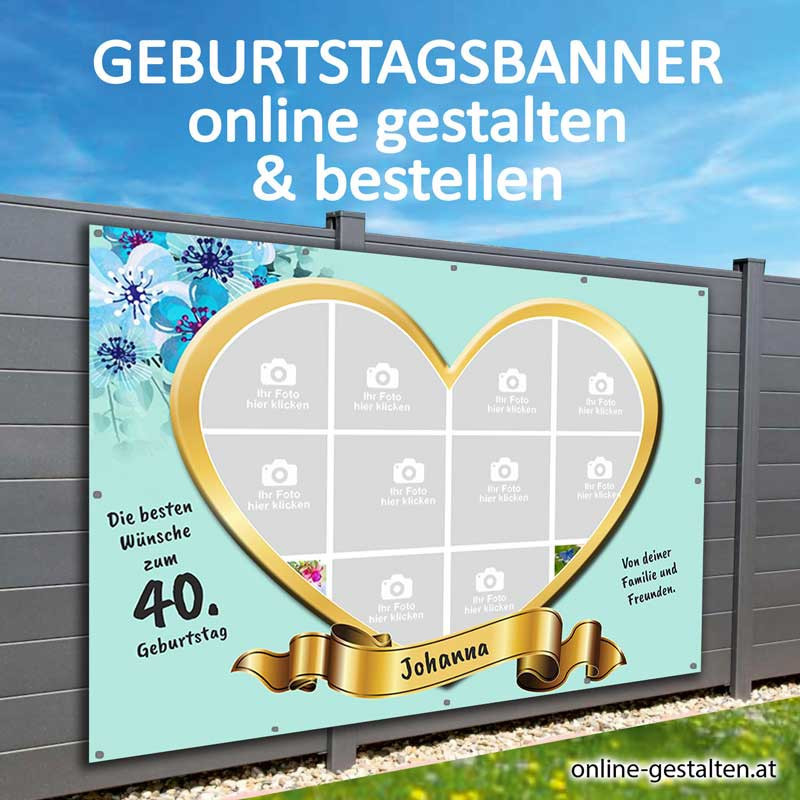 Geburtstagsbanner selbst gestalten mit Fotos Fotocollage Geburtstagsgeschenk Leinwandbild
