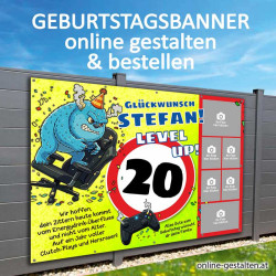 Geburtstagsbanner selbst online gestalten mit vielen Fotos und Expressproduktion