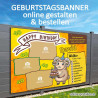Geburtstagsbanner selbst gestalten mit Fotos. Sternzeichen Widder mit lustigen Designs für Kinder.