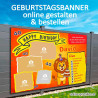 Personalisiertes Geburtstagsbanner Sternzeichen Löwe mit Fotos online gestalten – hergestellt in Österreich