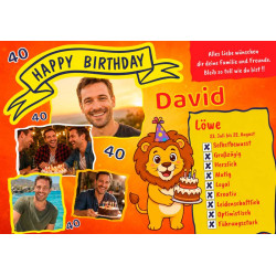 Banner mit Fotos zum Geburtstag für Sternzeichen Löwe mit Fotos online gestalten
